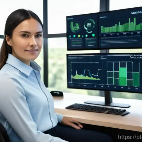 지속가능성 전문가의 데이터 분석 방법 - **Prompt:** "A focused female sustainability data analyst, mid-30s, professionally dressed in a smar...
