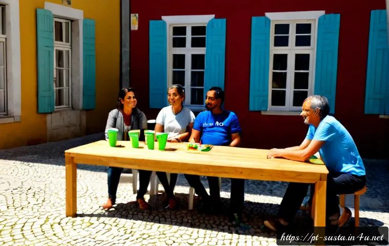 Home 17 지속가능성 전문가로서의 커뮤니티 참여 - Photorealistic community sustainability workshop in a sunny Lisbon neighborhood center, a diverse Po...